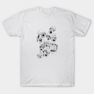 Multiple faces #8 - Psychedelic Ink Drawing with Art Style T-Shirt